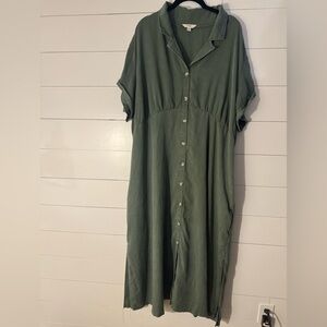 Terra & Sky Olive Button-Up Dress